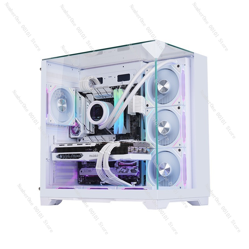 Pc Case Fan - ATXゲーミングPCケース パノラマ強化ガラス 7ファン対応 RGBライティング デスクトップコンピューターケース 高風量ゲーミングシャーシ