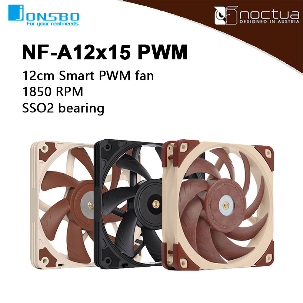 Pc Case Fan - Snoctua-超薄型コンピューターケース,NF-A12x15 pwm,黒,フレキシブル,冷却ファン,温度制御,CPU,120mm