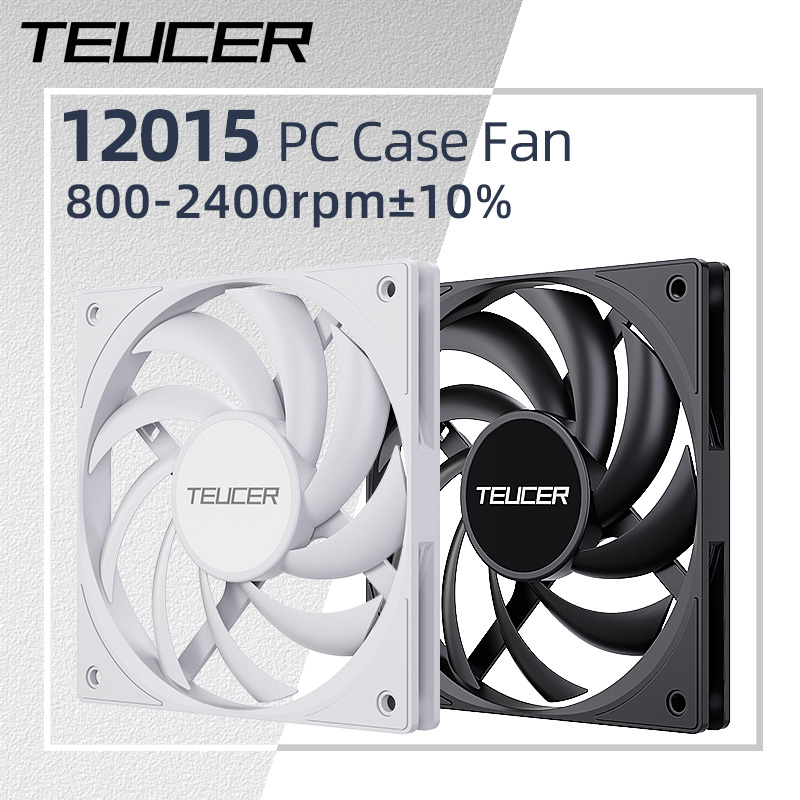 Pc Case Fan - Teucer-超薄型シャーシファン,PC冷却ケース,CPUクーラー用ベンチレーター,pwmベアリング,厚さ15mm,12cm, 12v,4ピン,pwm