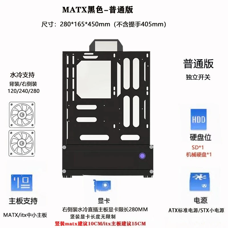 オープンシャーシ240/360水冷空冷ATX/MATXラック - Pc Gaming Case のレビューと価格