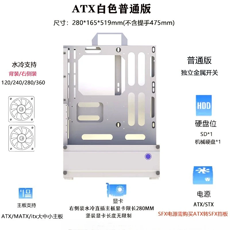オープンシャーシ240/360水冷空冷ATX/MATXラック - Pc Gaming Case のレビューと価格