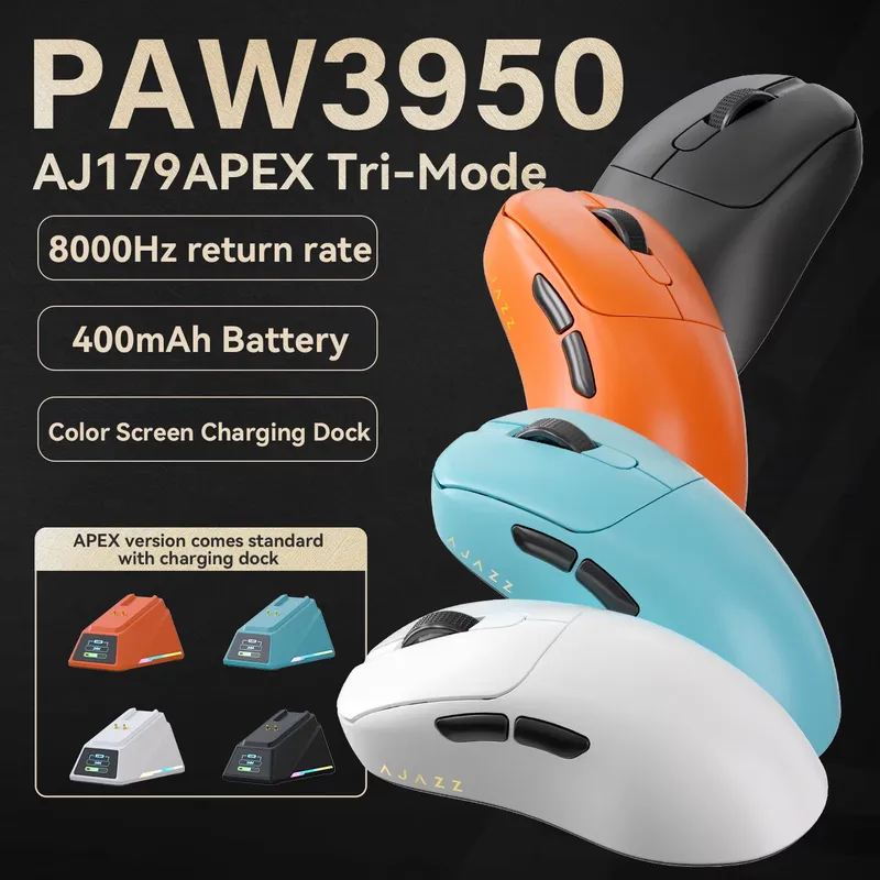 Ajazz AJ179 APEX PAW3950 人間工学に - Wireless Gaming Mouse のレビューと価格