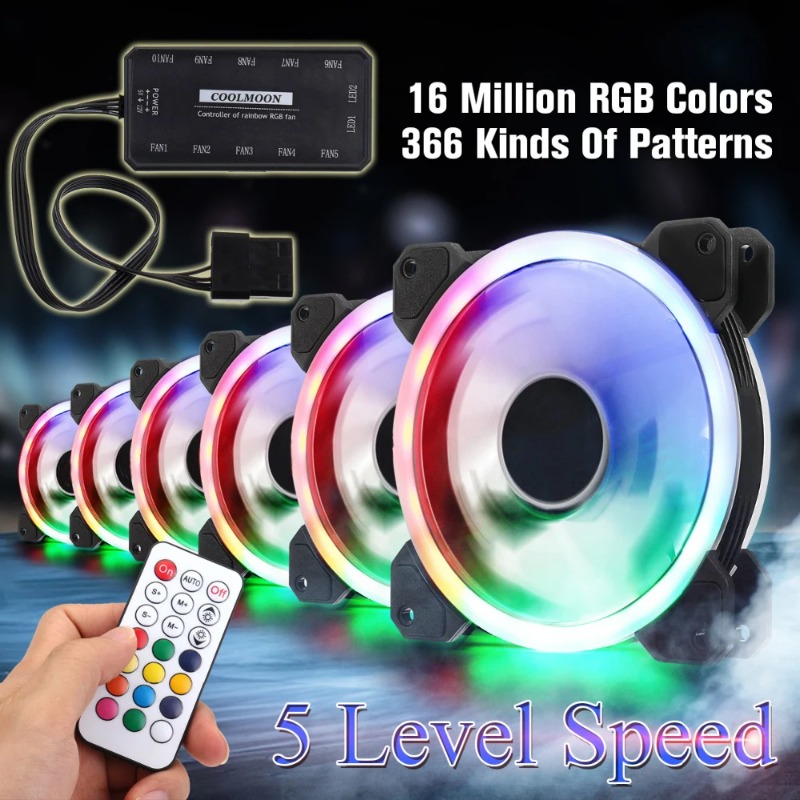 120mm RGB 静音調整可能PC冷却ファン IRリモコン - Pc Gaming Case のレビューと価格